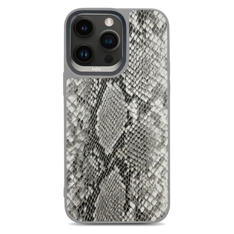 Чехол для iPhone 15 Pro Kajsa Glamorous Collection - Snake Pattern 2 Back Case Light Gray