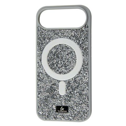 Чехол для iPhone 17 Air Bling World Rock Diamond with MagSafe Silver