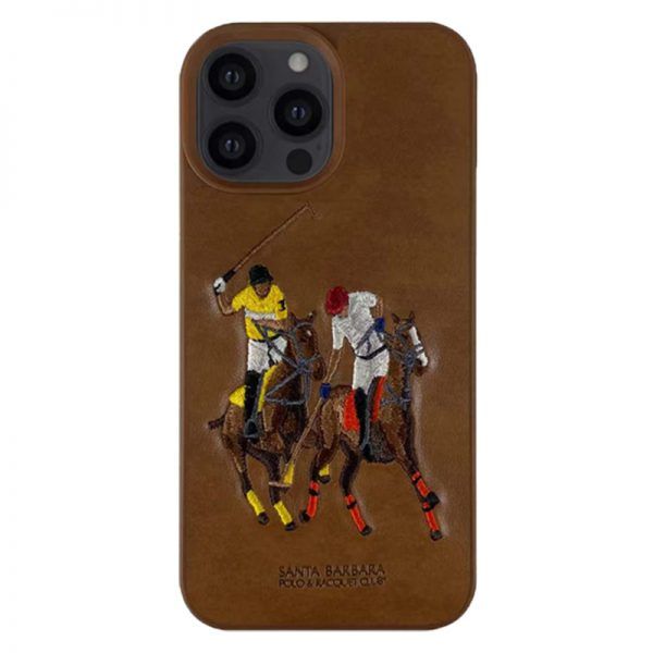 Коричневый кожаный чехол Santa Barbara Polo Jockey для iPhone 13