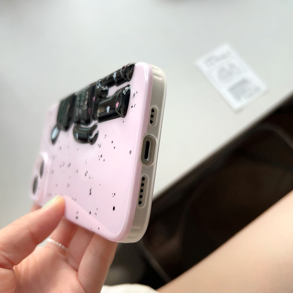 Чохол для iPhone 15 Pro Max Bearbrick з крапковим візерунком Рожевий