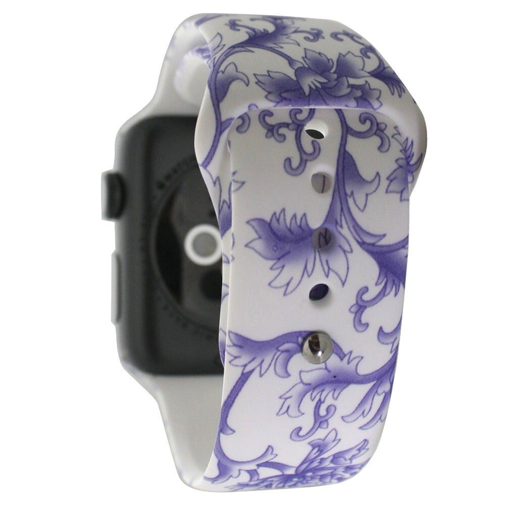 Силиконовый ремешок "Фиолетовая цветочная мозаика" для Apple Watch 38-41 мм (Series 6/5/4/3/2)