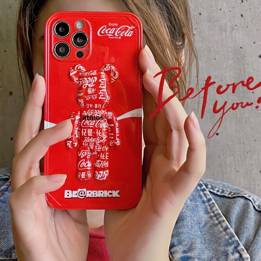 Чохол для iPhone 12 Bearbrick Кока-Кола Червоний