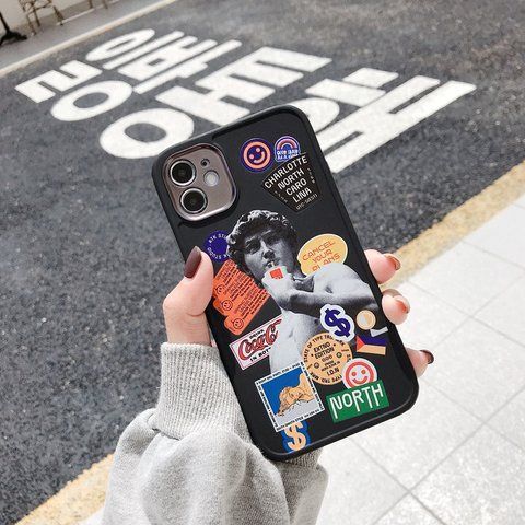 Чехол для iPhone 13 Pro Collage Labels Statue David Черный + защита камеры