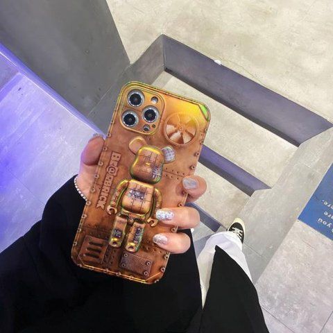 Чохол для iPhone 13 Pro 3D Ретро механічний Bearbrick Коричневий