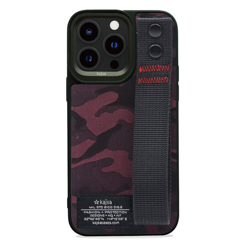 Чехол для iPhone 15 Pro Max Kajsa Outdoor Collection - Camo Satin Back Case Red