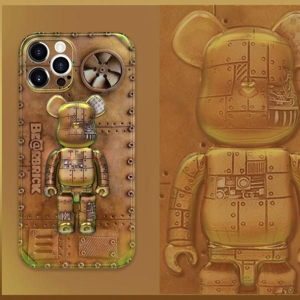 Чохол для iPhone 13 Pro 3D Ретро механічний Bearbrick Коричневий