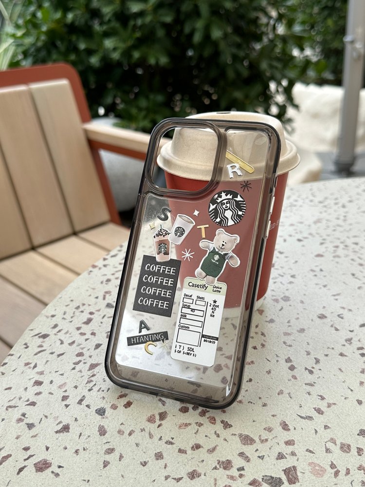 Чехол для iPhone 15 Plus Starbucks Coffee Bear Прозрачный