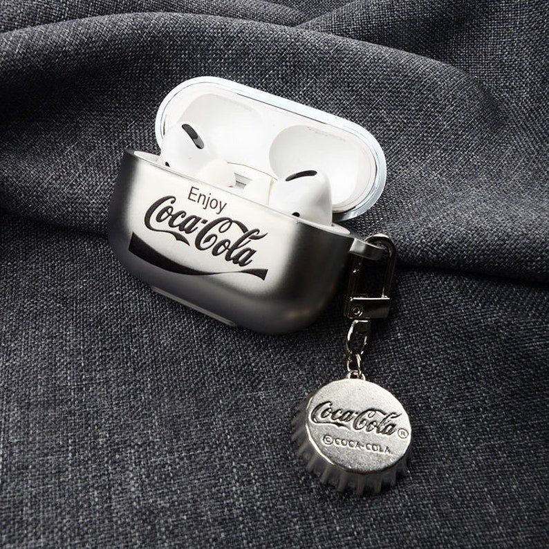 Чехол для Apple Airpods 3 Coca Cola с ремешком Серебристый