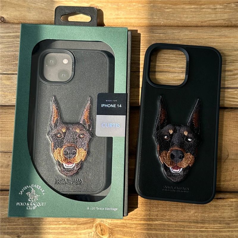 Чехол Santa Barbara Polo Curtis Dog для iPhone 14 Pro Max Leather Черный
