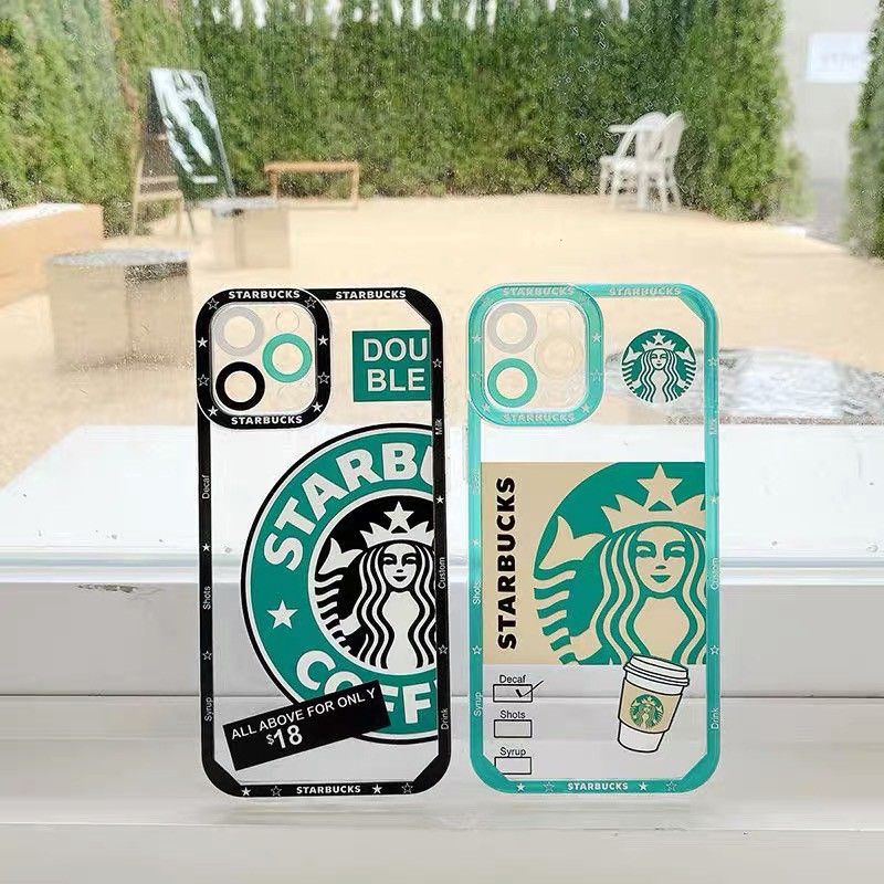 Чехол для iPhone 13 Pro Starbucks с защитой камеры Прозрачно-зеленый