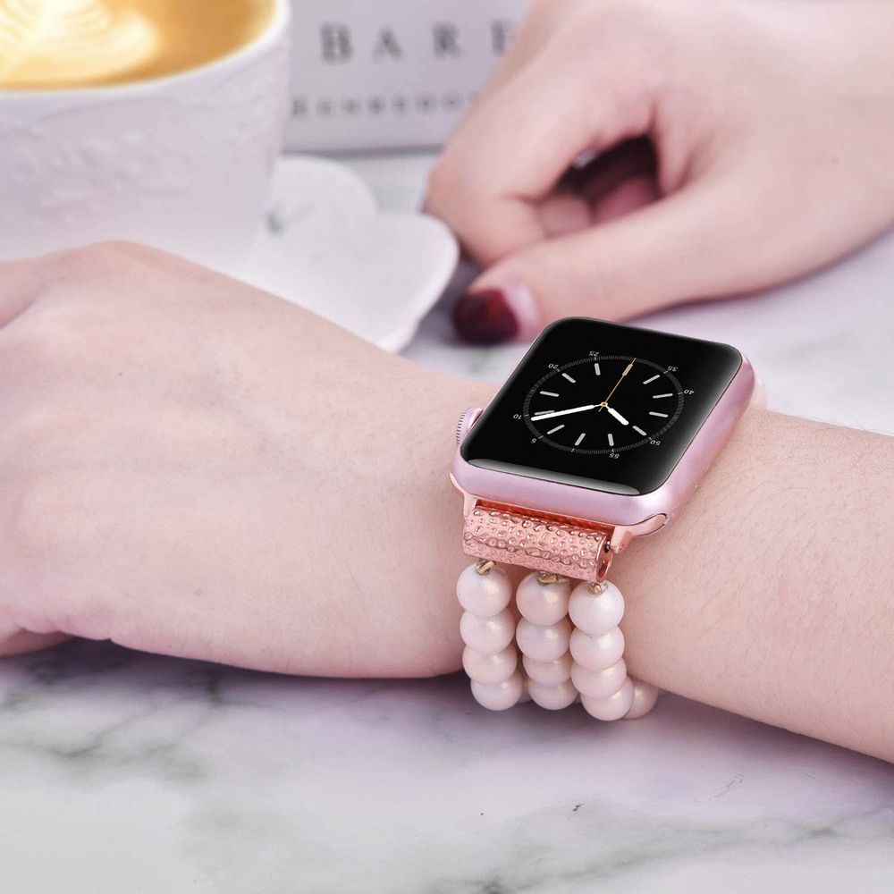 Женский ремешок из розовых бусин "Жемчуг" для Apple Watch 38-41 мм (Series 6/5/4/3/2)