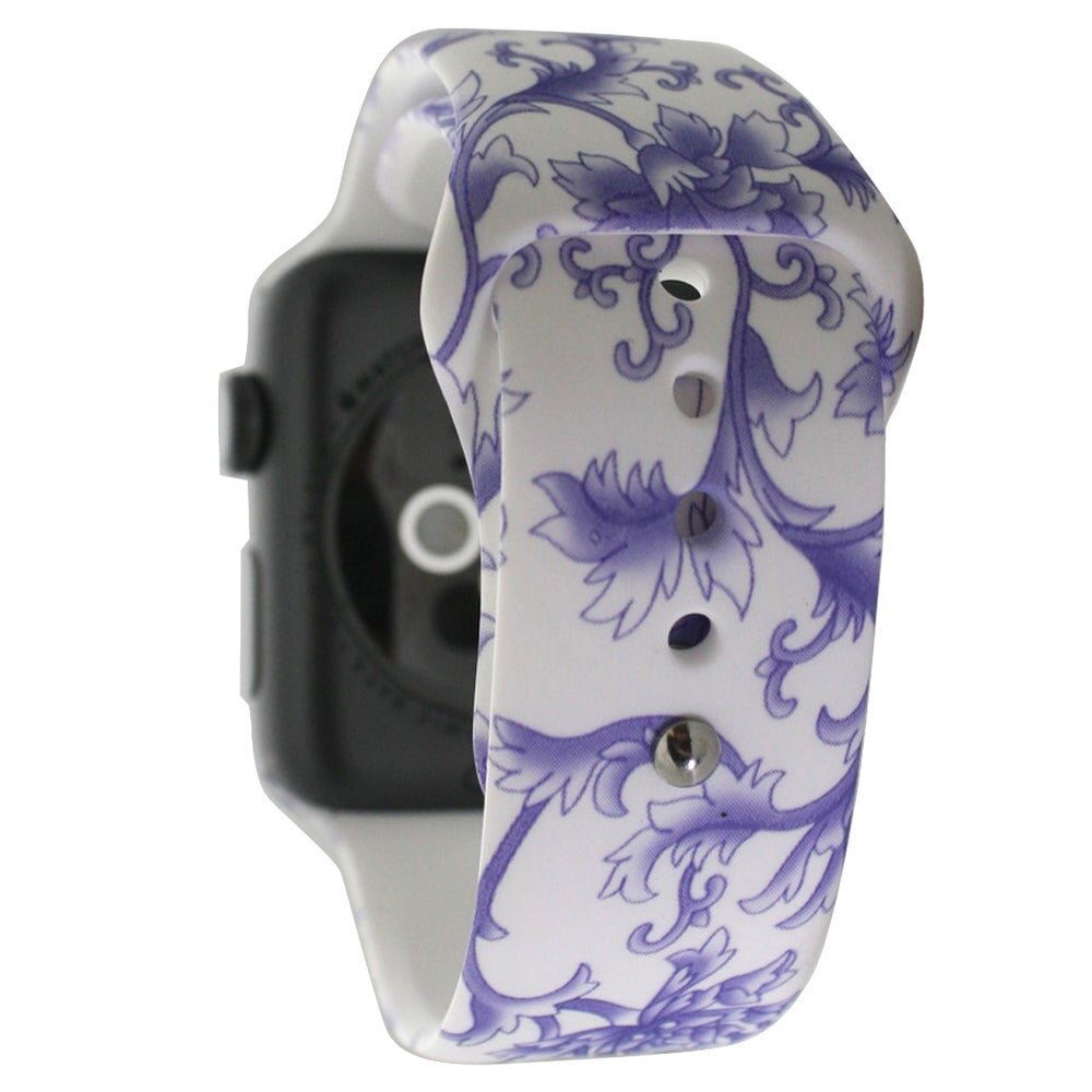Силиконовый ремешок "Фиолетовая цветочная мозаика" для Apple Watch 42-45 мм (Series 6/5/4/3/2)
