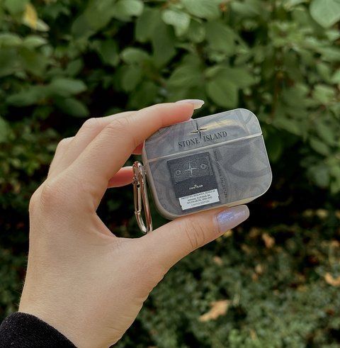 Чехол для Apple Airpods Pro Stone Island с патч-нашивкой Стоников Черный