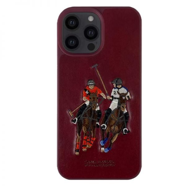 Красный кожаный чехол Santa Barbara Polo Jockey для iPhone 13 Pro