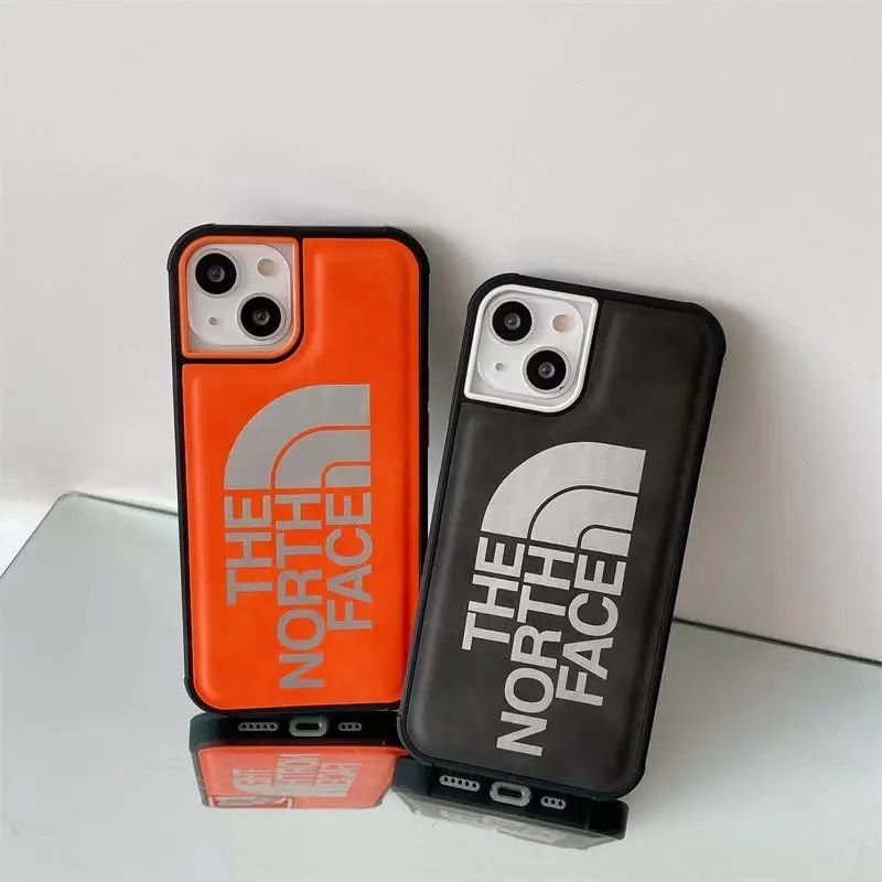 Кожаный чехол для iPhone 12 Pro The North Face с защитой на бортиках Оранжевый