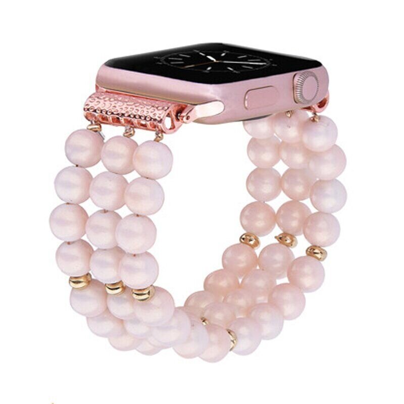 Жіночий ремінець з рожевих намистин "Перли" для Apple Watch 38-41 мм (Series 6/5/4/3/2)