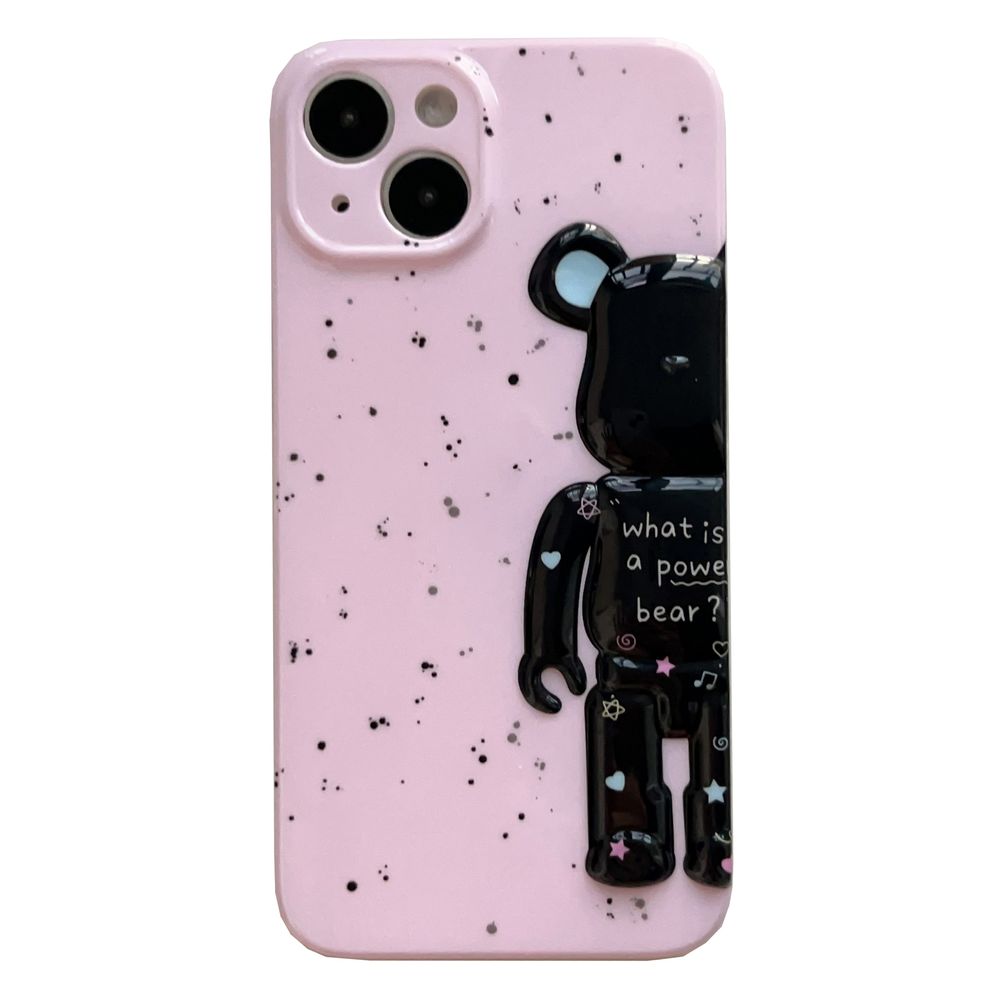 Чохол для iPhone 15 Bearbrick з крапковим візерунком Рожевий