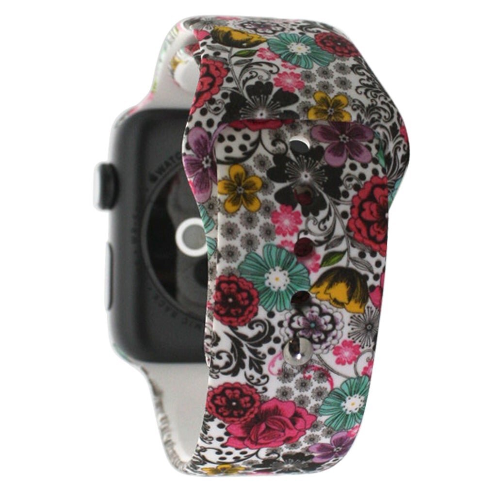 Разноцветный силиконовый ремешок "Цветочное волшебство" для Apple Watch 38-41 мм (Series 6/5/4/3/2)