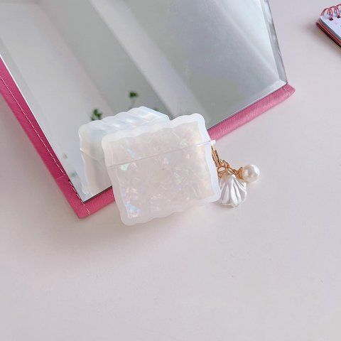 Чохол для Apple Airpods Pro 2 квадратний з хвилями Перлина Білий