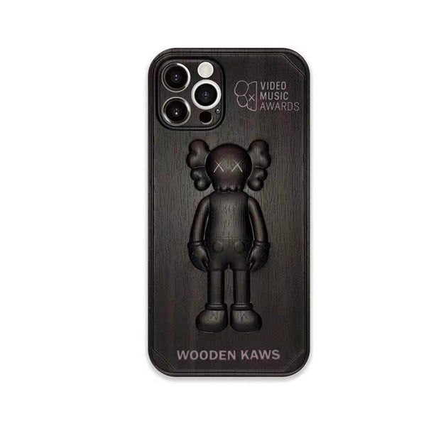 Чехол для iPhone 13 Wooden Kaws Черный