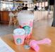 Силиконовый розовый 3D чехол "Мороженое Starbucks" для Apple Airpods 1/2 + брелок