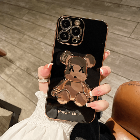 Розкішний чохол для iPhone 13 Pro 3D Bearbrick Kaws Power Bear Чорний