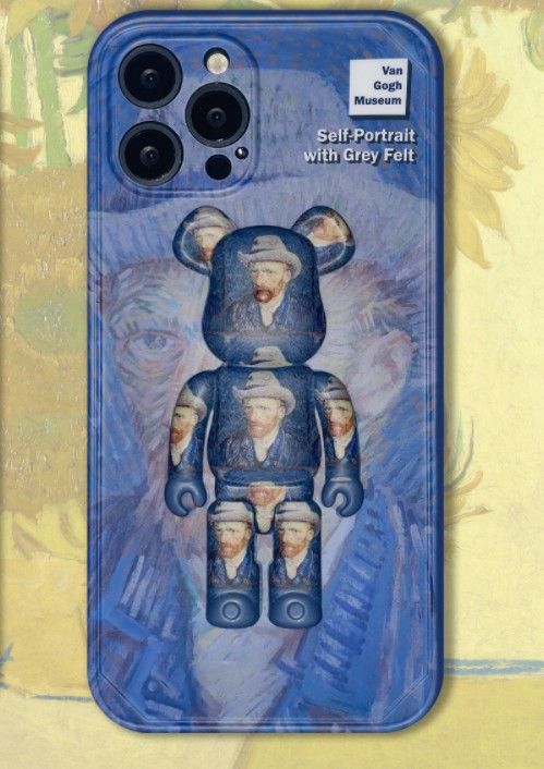 Чехол Bearbrick с изображением Ван Гога для iPhone 13 Pro Max Синий