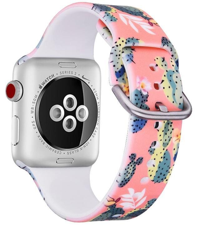Розовый силиконовый ремешок "Кактус" для Apple Watch 42-44 мм (Series 6/5/4/3/2)