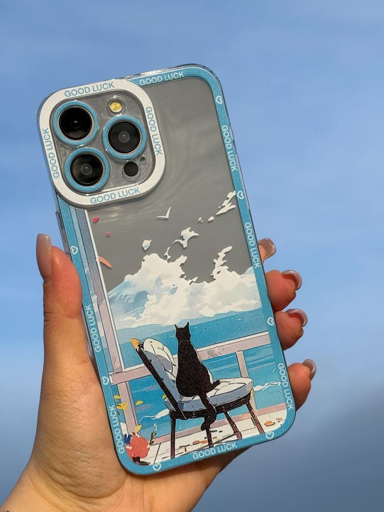 Чохол для iPhone 15 Plus Морський захід сонця з чорною кішкою