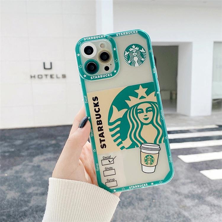 Чехол для iPhone 12 Pro Starbucks с защитой камеры Прозрачно-зеленый