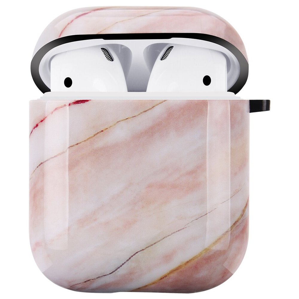 Розово-серый чехол с мраморным рисунком для Apple AirPods 1/2
