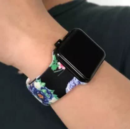 Чорний силіконовий ремінець "Квіткова ілюзія" для Apple Watch 41 / 40 / SE 40 / 38 мм