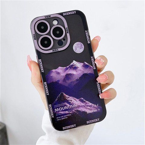 Чехол для iPhone 11 Pro Max Scenery Mountains с защитой камеры Прозрачно-фиолетовый