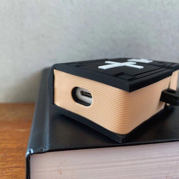 Силіконовий 3D чохол для Apple Airpods 1/2 Біблія Чорний