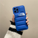 Пуферный чехол-пуховик для iPhone 13 Pro Синий