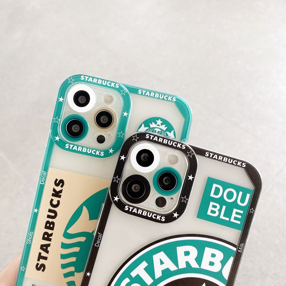 Чехол для iPhone 12 Mini Starbucks с защитой камеры Прозрачно-зеленый