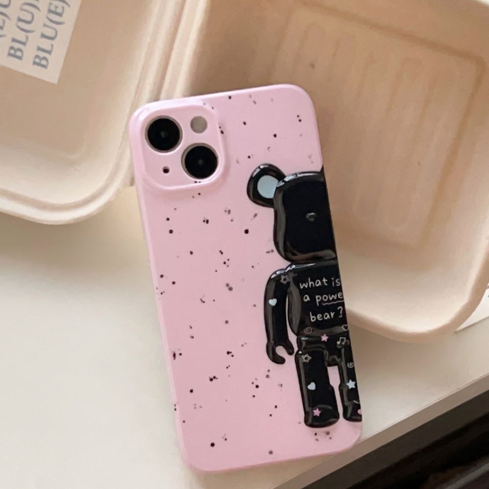 Чехол для iPhone 14 Pro Bearbrick с точечным узором Розовый