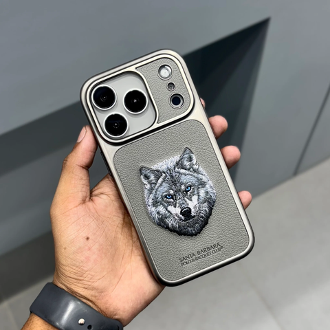 Чехол для iPhone 17 Pro Max Savanna Wolf Santa Barbara Polo Кожаный с вышивкой