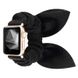 Ремешок черный с бантом для Apple Watch 42-45 мм (Series 6/5/4/3/2) + резинка для волос