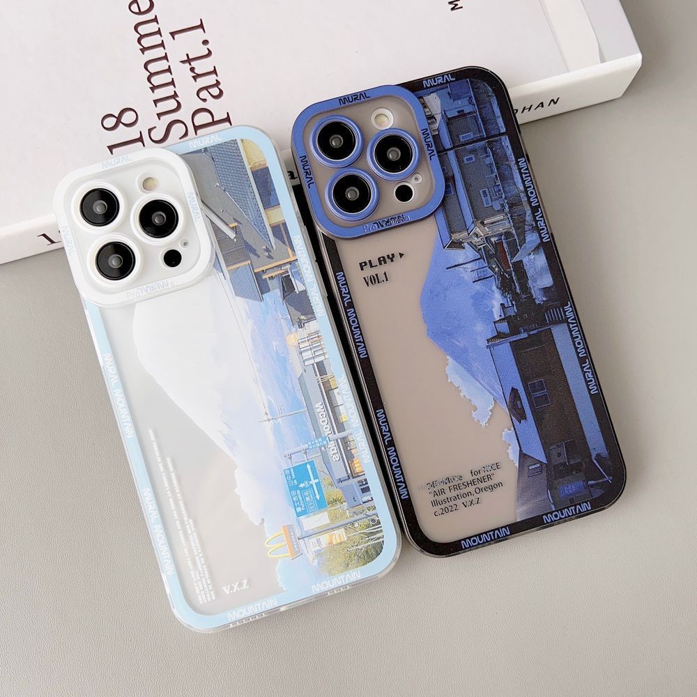 Чехол для iPhone 14 Mural Mountain Белый