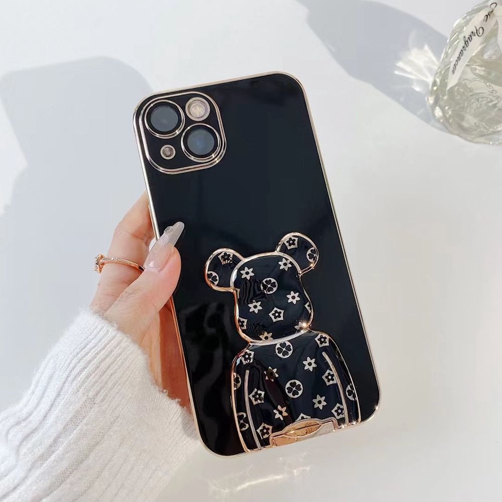 Чехол для iPhone 12 Pro Bearbrick Kaws с кронштейном Черный