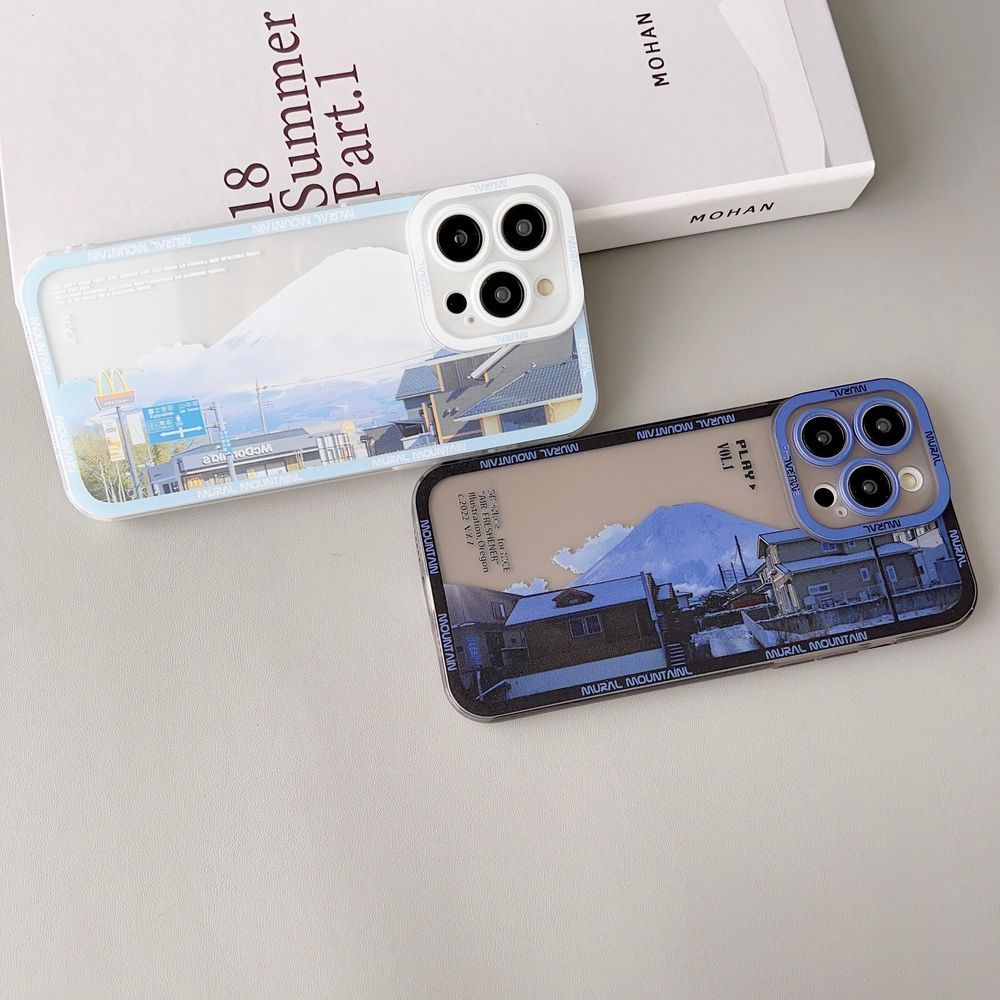 Чехол для iPhone 14 Mural Mountain Белый
