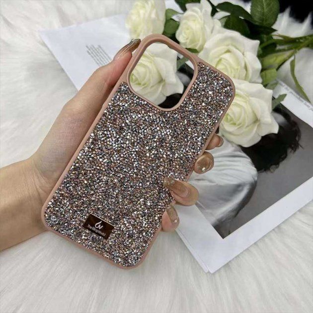 Розовый чехол Bling Rock Diamond Case для iPhone 13 Pro Max Rose Gold
