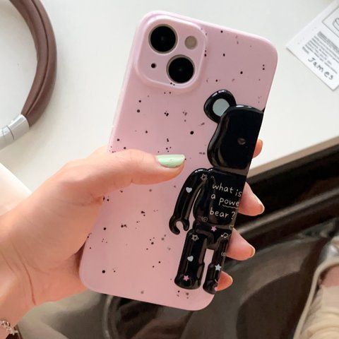 Чохол для iPhone 14 Bearbrick з крапковим візерунком Рожевий