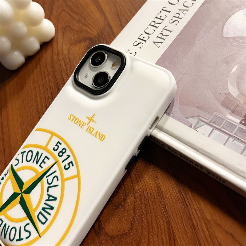 Пуферний чохол для iPhone 14 Pro Stone Island 5815 з логотипом Білий