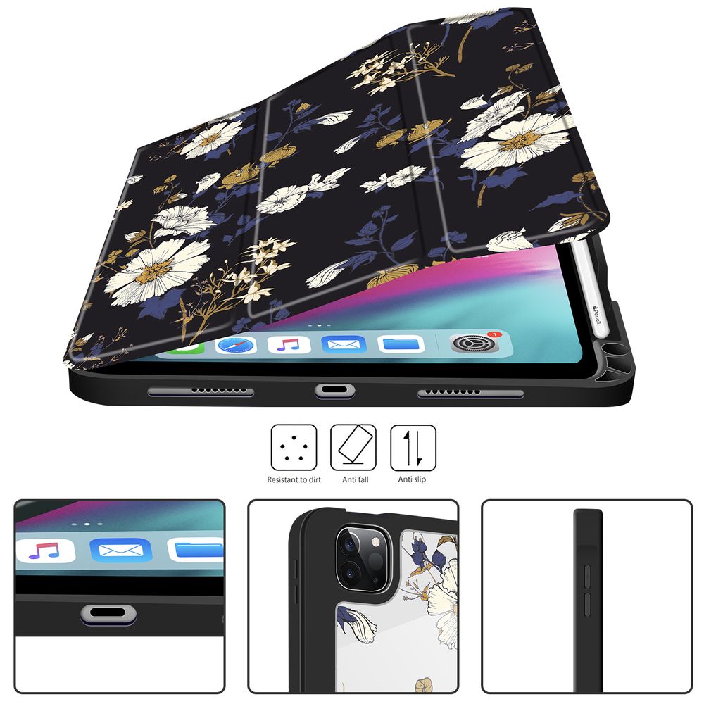 Чохол-книжка для iPad Pro 10.5/Air 3 10.5" Чорно-білий з квітами Magnetic Case
