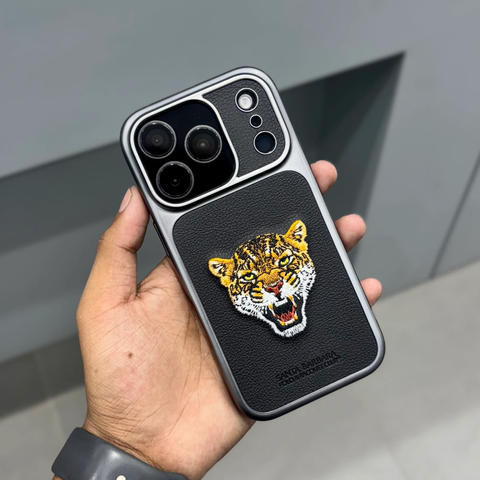 Чехол для iPhone 17 Pro Max Savanna Leopard Santa Barbara Polo Кожаный с вышивкой