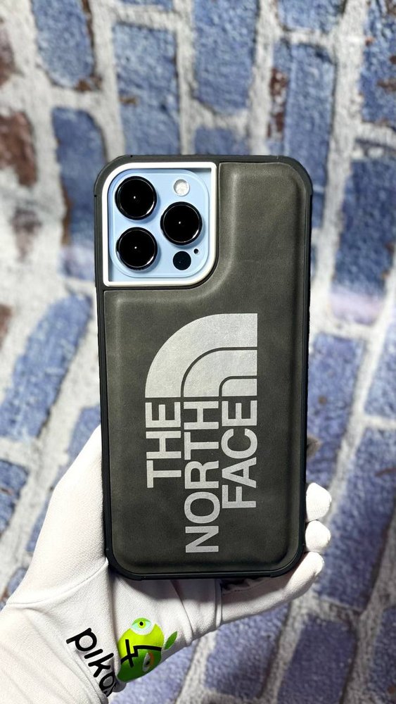 Шкіряний чохол для iPhone 13 Pro Max The North Face с захистом на бортиках Чорний