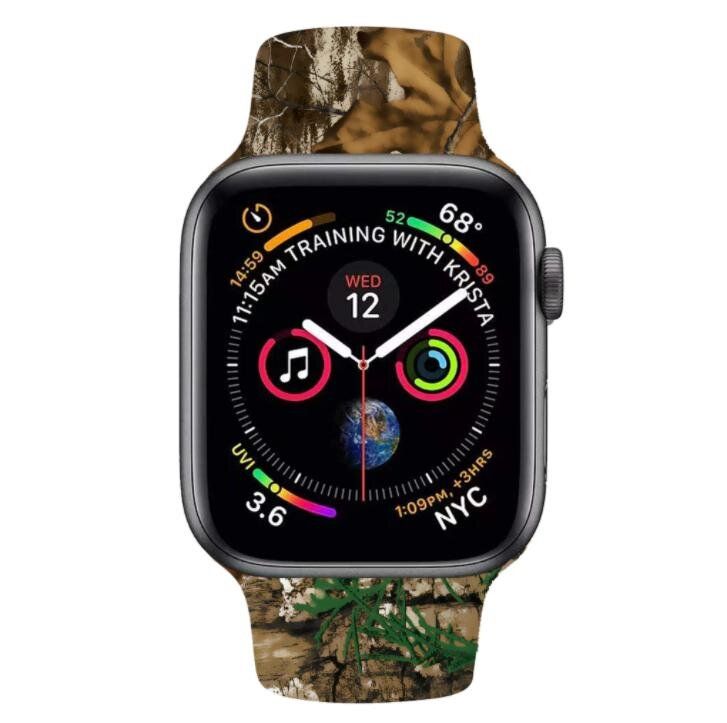 Силиконовый коричневый ремешок "Осенняя листва" для Apple Watch 42-45 мм (Series 6/5/4/3/2)