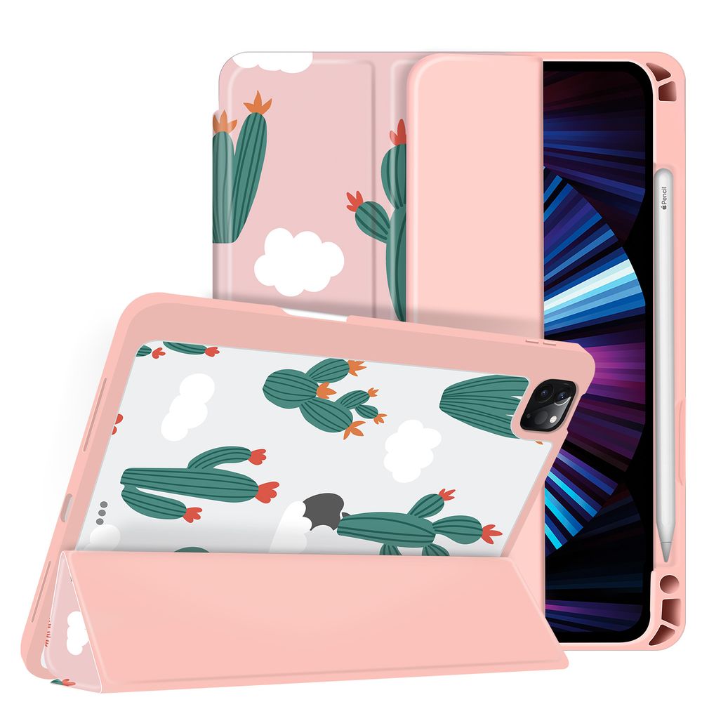 Чехол-книжка для iPad Pro (2018/2020/2021) 12.9" Кактусы Розовый Magnetic Case